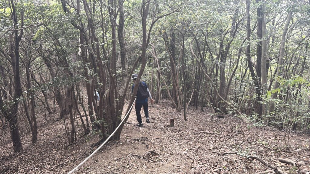 横山　落ち葉で滑る下り坂